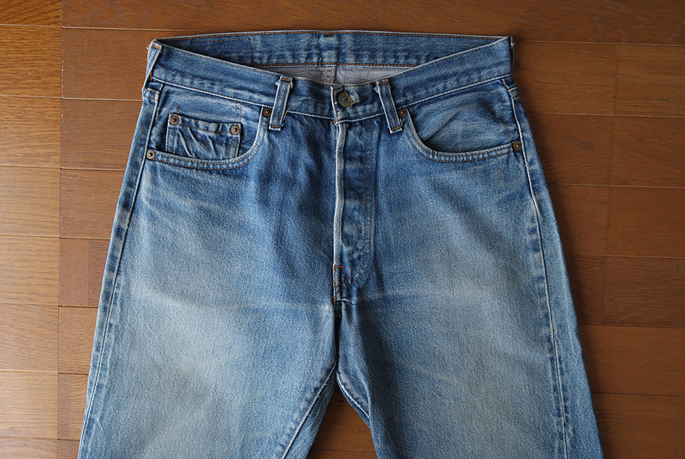 80s Levis 501 デニムパンツ 赤耳 careタグ 黒カン 色落ち-